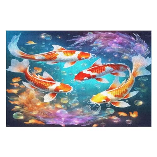 1000 Teile Puzzle Für Jungen Und Mädchen, Standard-Puzzles, Koi-Fisch -Puzzles, Familienspiele, （75×50cm） von GGJJTT