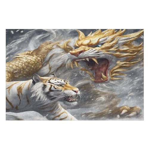 1000-teiliges Puzzle Für Erwachsene, Tiger Drache -Puzzle, Dekompressionsspiel, Spielzeugpuzzles, Geburtstagsgeschenke 75×50cm 1000-teiliges Puzzle Für Erwachsene, Tiger Drache -Puzzle, Dekompressionsspiel, Spielzeugpuzzles, Geburtstagsgeschenke 75×50cm von GGJJTT