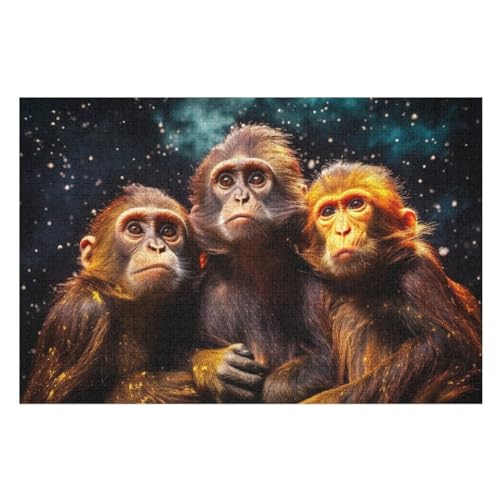 AFFE Puzzle 1000 Teile, Holzpuzzle Für Erwachsene Kinder, Impossible Puzzles, Geschicklichkeitsspiel Für Die Ganze Familie 75×50cm von GGJJTT