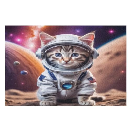 Animal Cute Katze Holzpuzzle Für Erwachsene Teenager Stress Abbauen Familien-Puzzlespiel Poster 1000-teiliges Puzzle Kinder Lernspiel 75×50cm von GGJJTT