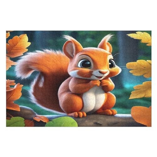 Animal Eichhörnchen -Puzzle, 1000 Teile,Holzpuzzle Für Erwachsene Kinder, Lustiges Spielzeug, Denkspiel, Spielzeug, Bildungsspiel, Herausforderung, Pädagogisch, （75×50cm） von GGJJTT