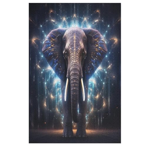 Animal Elefant Puzzle 1000 Teile, Holzpuzzle Herausforderndes Geschicklichkeitsspiel, Kinder Erwachsenenpuzzle Ab 12 Jahren 78×53cm von GGJJTT