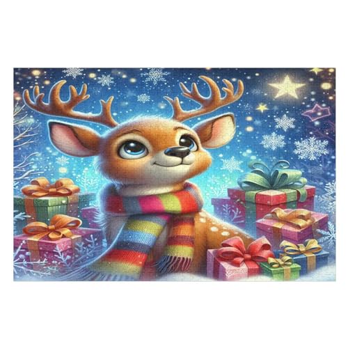 Animal Hirsch Holzpuzzle 1000 Teile, Knobelspiele Für Erwachsene, Teenager, Puzzles Unmögliche - Kinder Puzzle Zimmer Deko （75×50cm） von GGJJTT