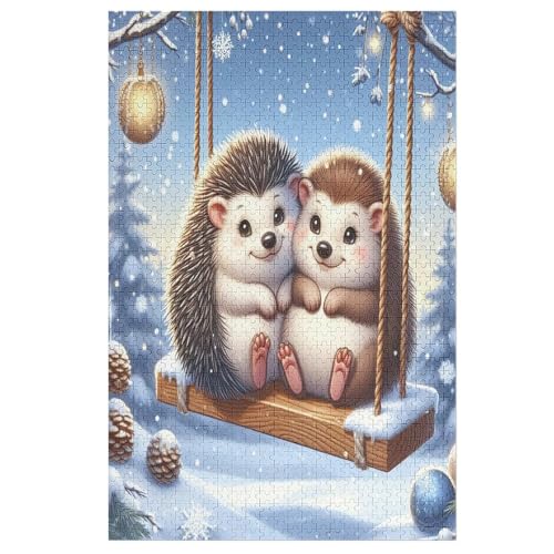 Animal Igel Puzzle 1000 Teile, Holzpuzzle Herausforderndes Geschicklichkeitsspiel, Kinder Erwachsenenpuzzle Ab 12 Jahren 78×53cm von GGJJTT