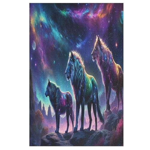 Animal Löwe -Puzzle, 1000 Teile,Holzpuzzle Für Erwachsene Kinder, Lustiges Spielzeug, Denkspiel, Bildungsspiel, （78×53cm） von GGJJTT