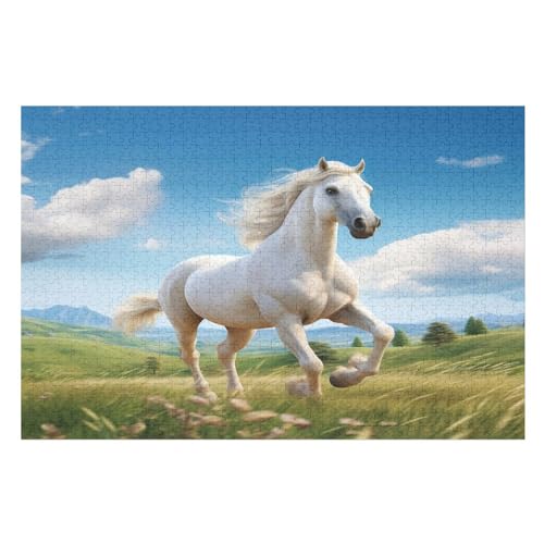 Animal Pferd -Puzzle, 1000 Teile,Holzpuzzle Für Erwachsene Kinder, Lustiges Spielzeug, Denkspiel, Spielzeug, Bildungsspiel, Herausforderung, Pädagogisch, （75×50cm） von GGJJTT