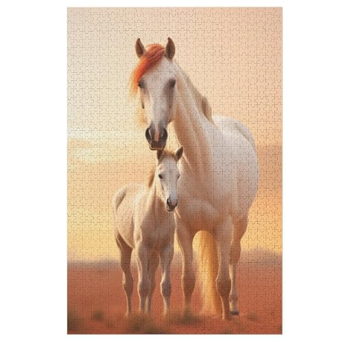Animal Horse Puzzle 1000 Teile, Holzpuzzle Herausforderndes Geschicklichkeitsspiel, Kinder Erwachsenenpuzzle Ab 12 Jahren 78×53cm von GGJJTT