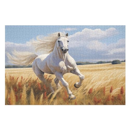 Animal Pferd Puzzle Für Erwachsene 1000 Teile Premium 100% Recyceltes Brett Zum Lernen, Lernspielzeug, Familienspiele Kinder Holzpuzzle （75×50cm） von GGJJTT