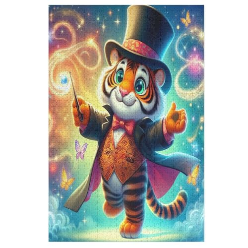 Animal Tiger Holzpuzzle 1000 Stück Puzzles Für Erwachsene Teenager Stress Abbauen Familien-Puzzlespiel Poster 1000-teiliges Puzzle Kinder Lernspiel Spielzeug Geschenk （78×53cm） von GGJJTT