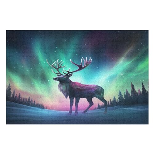 Aurora Elch Puzzle Für Erwachsene 1000 Teile Premium Recyceltes Brett Zum Lernen, Lernspielzeug, Familienspiele Kinder Holzpuzzle 75×50cm Aurora Elch Puzzle Für Erwachsene 1000 Teile Premium Recyceltes Brett Zum Lernen, Lernspielzeug, Familienspiele Kinder Holzpuzzle 75×50cm von GGJJTT