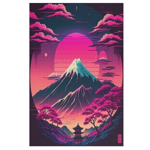 Berg Fuji Holzpuzzle 1000 Teile, Knobelspiele Für Erwachsene, Teenager, Puzzles Unmögliche - Kinder Puzzle Zimmer Deko 78×53cm von GGJJTT