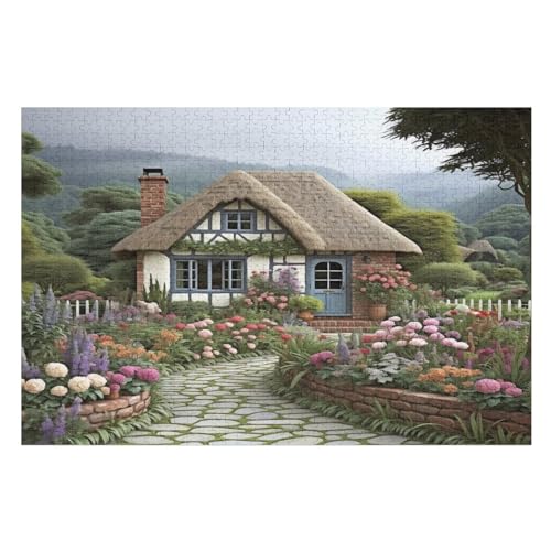 Bergdorfhütte Holzpuzzle 1000 Teile Klassische Puzzles Erwachsene Kinder Puzzle DIY Kit Holzspielzeug Einzigartiges Geschenk Moderne Wohnkultur （75×50cm） von GGJJTT