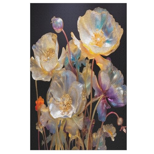 Blume Puzzle 1000 Teile, Holzpuzzle Für Erwachsene Kinder, Impossible Puzzles, Geschicklichkeitsspiel Für Die Ganze Familie 78×53cm von GGJJTT