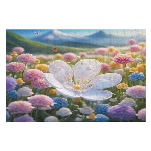 Blumen Holzpuzzle 1000 Teile, Knobelspiele Für Erwachsene, Teenager, Puzzles Unmögliche - Kinder Puzzle Zimmer Deko 75×50cm von GGJJTT