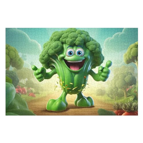 Brokkoli Puzzle Für Erwachsene 1000 Teile Premium 100% Recyceltes Brett Zum Lernen, Lernspielzeug, Familienspiele Kinder Holzpuzzle （75×50cm） von GGJJTT