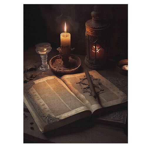Buch 500 Teile Puzzle Für Erwachsene, Herausforderung Puzzles - Familienpuzzle Verringerter Druck Schwieriges Puzzle Rahmen Holzpuzzle Für Erwachsene Kinder 12+ （55×41cm） von GGJJTT