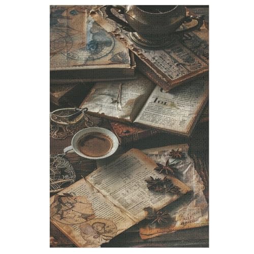 Buch Puzzle Für Erwachsene 1000 Teile Premium 100% Recyceltes Brett Zum Lernen, Lernspielzeug, Familienspiele Kinder Holzpuzzle （78×53cm） von GGJJTT