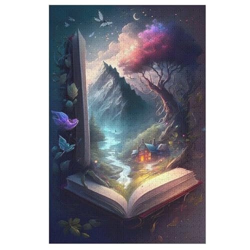 Buch Puzzle Für Erwachsene 1000 Teile Premium 100% Recyceltes Brett Zum Lernen, Lernspielzeug, Familienspiele Kinder Holzpuzzle （78×53cm） von GGJJTT