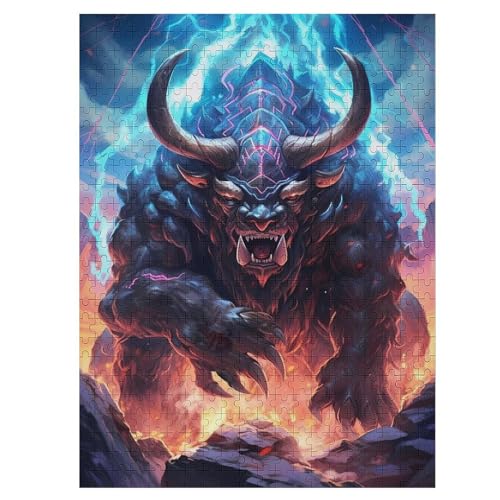 Bull 500 Teile Puzzle Für Erwachsene, Herausforderung Puzzles - Familienpuzzle Verringerter Druck Schwieriges Puzzle Rahmen Holzpuzzle Für Erwachsene Kinder 12+ （55×41cm） von GGJJTT