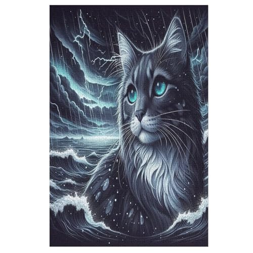 Cat Puzzle Für Erwachsene 1000 Teile Premium 100% Recyceltes Brett Zum Lernen, Lernspielzeug, Familienspiele Kinder Holzpuzzle （78×53cm） von GGJJTT