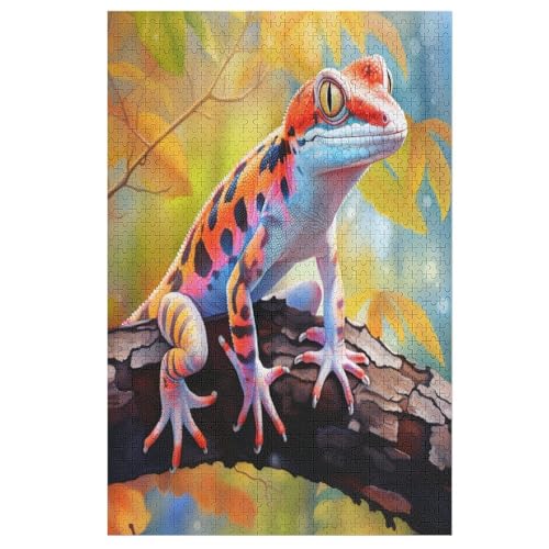 Chamäleon Holzpuzzle 1000 Teile, Knobelspiele Für Erwachsene, Teenager, Puzzles Unmögliche - Kinder Puzzle Zimmer Deko （78×53cm） von GGJJTT