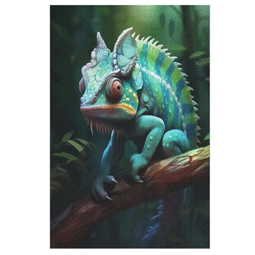 Chamäleon Puzzle 1000 Teile, Holzpuzzle Herausforderndes Geschicklichkeitsspiel Für Kinder Erwachsenenpuzzle Ab 12 Jahren （78×53cm） von GGJJTT
