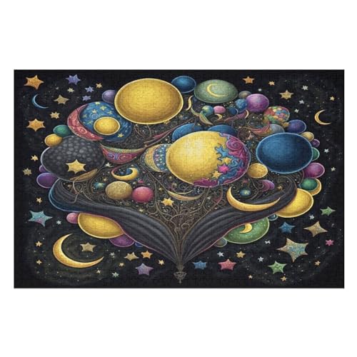 Colorful Planet Holzpuzzle 1000 Teile, Knobelspiele Für Erwachsene, Teenager, Puzzles Unmögliche - Kinder Puzzle Zimmer Deko （75×50cm） von GGJJTT