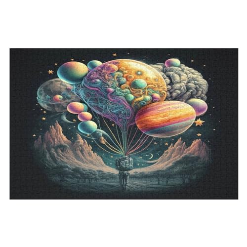 Colorful Planet -Puzzle, 1000 Teile,Holzpuzzle Für Erwachsene Kinder, Lustiges Spielzeug, Denkspiel, Spielzeug, Bildungsspiel, Herausforderung, Pädagogisch, （75×50cm） von GGJJTT