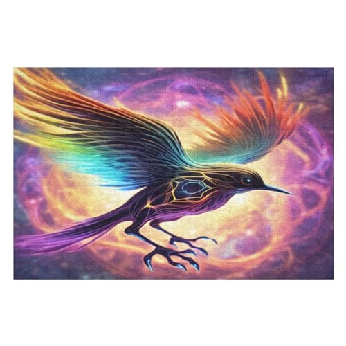 Colorful Vogel Puzzle Für Erwachsene 1000 Teile Premium 100% Recyceltes Brett Zum Lernen, Lernspielzeug, Familienspiele Kinder Holzpuzzle （75×50cm） von GGJJTT
