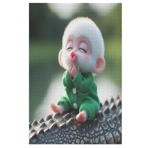 Cute AFFE Puzzle 1000 Teile, Holzpuzzle Herausforderndes Geschicklichkeitsspiel Für Kinder Erwachsenenpuzzle Ab 12 Jahren （78×53cm） von GGJJTT