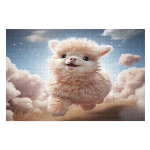 Cute Alpaka -Puzzle, 1000 Teile,Holzpuzzle Für Erwachsene Kinder, Lustiges Spielzeug, Denkspiel, Spielzeug, Bildungsspiel, Herausforderung, Pädagogisch, （75×50cm） von GGJJTT