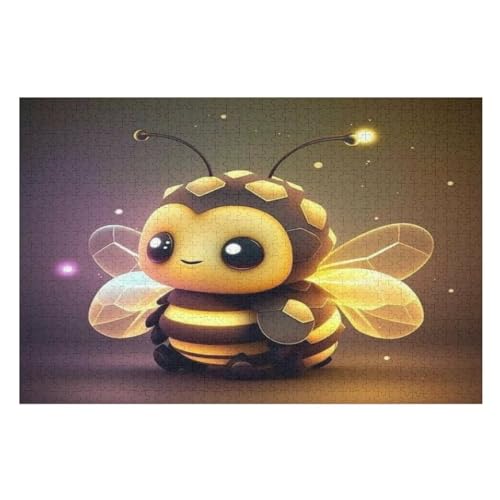 Cute Biene 1000 Teile Puzzle Für Erwachsene, Herausforderung Puzzles - Familienpuzzle Verringerter Druck Schwieriges Puzzle Rahmen Holzpuzzle Für Erwachsene Kinder 12+ （75×50cm） von GGJJTT