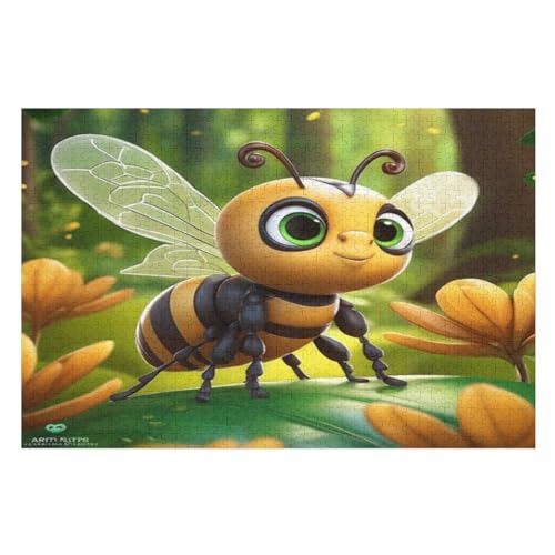 Cute Biene Holzpuzzle Erwachsene - 1000 Teiliges Jigsaw Knobelspiel - Puzzle Für Erwachsene & Kinder - Outdoor & Reisespielzeug - Geduldspiel （75×50cm） von GGJJTT