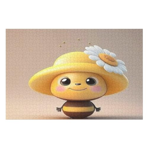 Cute Biene – Puzzle 1000 Teile, Holzpuzzle, Herausforderndes Geschicklichkeitsspiel Für Die Ganze Familie, Kinder Erwachsenenpuzzle Ab 12 Jahren （75×50cm） von GGJJTT
