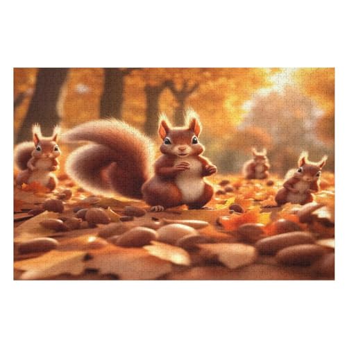 Cute Eichhörnchen,1000 Teile,Holzpuzzle,einzigartiges Puzzle,kreatives Puzzle,Geschenk Für Erwachsene,Familienspiel,Herausforderungsaktivität,（75×50cm） von GGJJTT