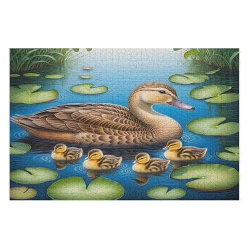 Cute Ente Holzpuzzle 1000 Teile, Knobelspiele Für Erwachsene, Teenager, Puzzles Unmögliche - Kinder Puzzle Zimmer Deko （75×50cm） von GGJJTT