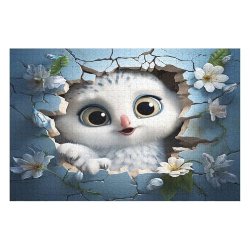 Cute Eule Puzzle 1000 Teile, Holzpuzzle Herausforderndes Geschicklichkeitsspiel Für Die Ganze Familie, Kinder Erwachsenenpuzzle Ab 12 Jahren 75×50cm von GGJJTT