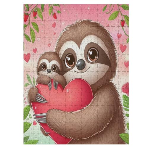 Cute Faultier 500 Teile Puzzle Für Erwachsene, Herausforderung Puzzles - Familienpuzzle Verringerter Druck Schwieriges Puzzle Rahmen Holzpuzzle Für Erwachsene Kinder 12+ （55×41cm） von GGJJTT