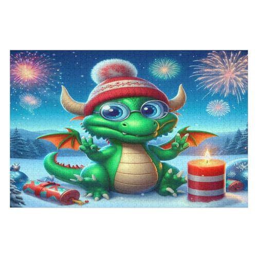 Cute Flugsaurier -Puzzle, 1000 Teile,Holzpuzzle Für Erwachsene Kinder, Lustiges Spielzeug, Denkspiel, Spielzeug, Bildungsspiel, Herausforderung, Pädagogisch, （75×50cm） von GGJJTT