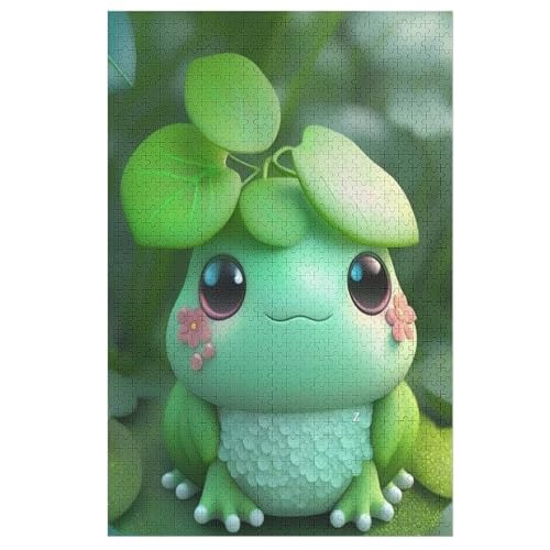 Cute Frosch Puzzle 1000 Teile, Holzpuzzle Herausforderndes Geschicklichkeitsspiel Für Kinder Erwachsenenpuzzle Ab 12 Jahren （78×53cm） von GGJJTT