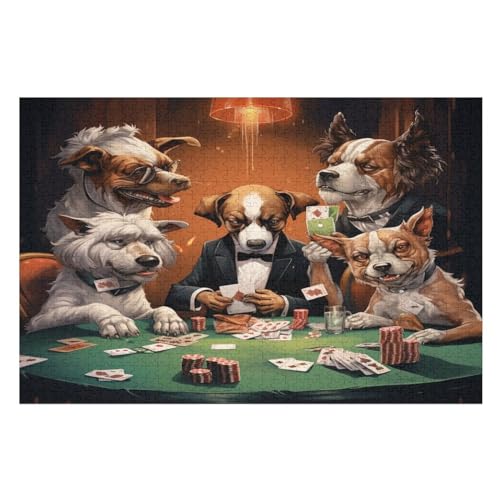 Cute Hund 1000 Teile Premium-Puzzles Für Erwachsene Kinder- Holzpuzzles Spaß Und Lernspiele - Perfekte Puzzle-Geschenke （75×50cm） von GGJJTT