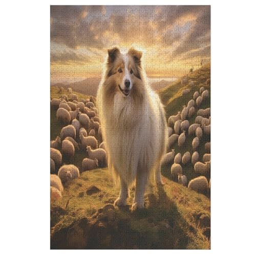 Cute Hund 1000 Teile Puzzles Für Erwachsene, Impossible Puzzle, Geschicklichkeitsspiel Für Die Ganze Familie, Kinder Holzpuzzle （78×53cm） von GGJJTT