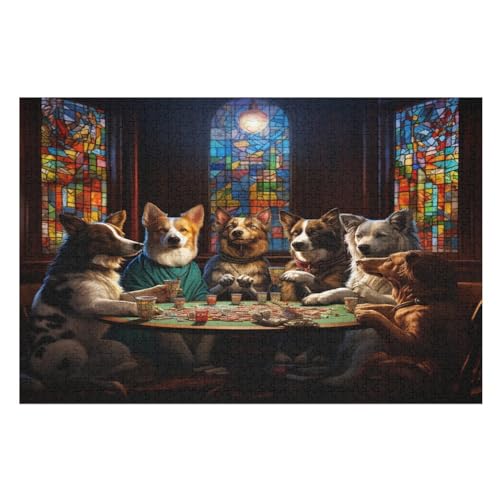 Cute Hund -Puzzle, 1000 Teile,Holzpuzzle Für Erwachsene Kinder, Lustiges Spielzeug, Denkspiel, Spielzeug, Bildungsspiel, Herausforderung, Pädagogisch, （75×50cm） von GGJJTT