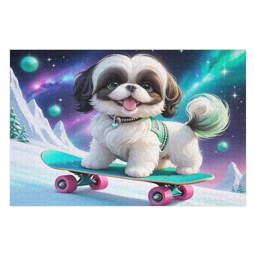 Cute Hund – Puzzle 1000 Teile, Holzpuzzle, Herausforderndes Geschicklichkeitsspiel Für Die Ganze Familie, Kinder Erwachsenenpuzzle Ab 12 Jahren （75×50cm） von GGJJTT