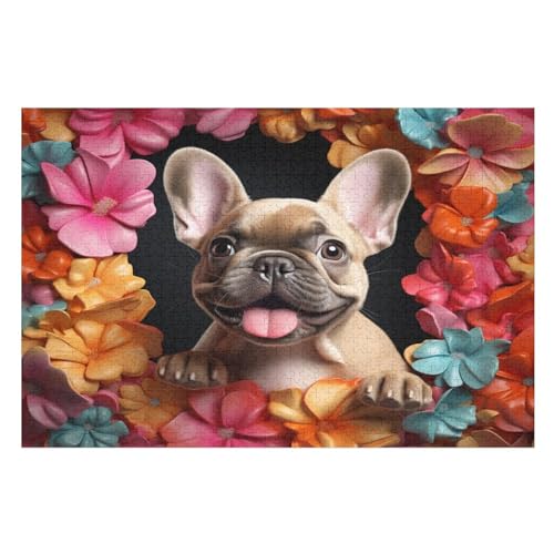 Cute Hund – Puzzle 1000 Teile, Holzpuzzle, Herausforderndes Geschicklichkeitsspiel Für Die Ganze Familie, Kinder Erwachsenenpuzzle Ab 12 Jahren （75×50cm） von GGJJTT
