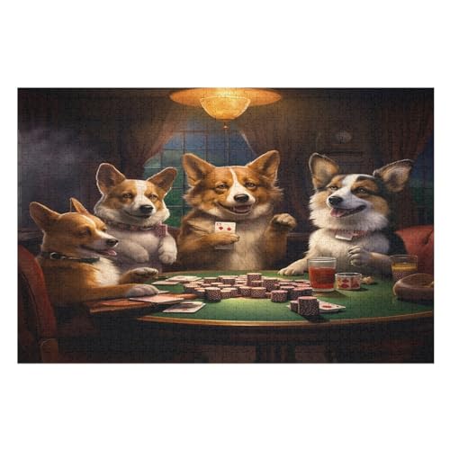 Cute Hund Puzzle Für Erwachsene 1000 Teile Premium 100% Recyceltes Brett Zum Lernen, Lernspielzeug, Familienspiele Kinder Holzpuzzle （75×50cm） von GGJJTT