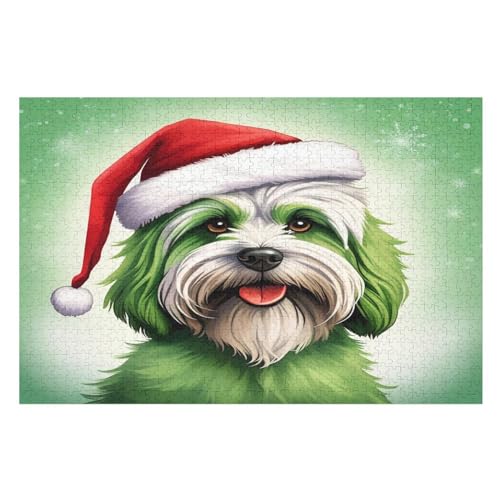 Cute Hund Puzzle Für Erwachsene 1000 Teile Premium 100% Recyceltes Brett Zum Lernen, Lernspielzeug, Familienspiele Kinder Holzpuzzle （75×50cm） von GGJJTT