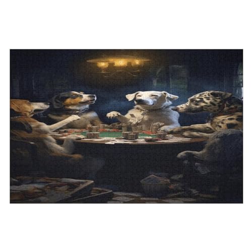 Cute Hund Puzzles 1000 Teile Erwachsener Kniffel Spaß Für Die Ganze Familie - 1000 Puzzleteilige Motive, Holzpuzzle Kinder Erwachsene, Impossible Puzzle Schwer （75×50cm） von GGJJTT