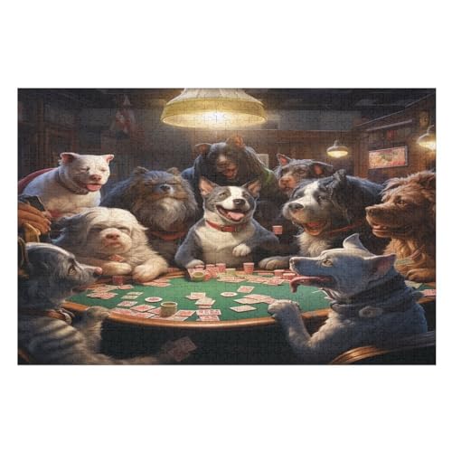 Cute Hund Puzzles 1000 Teile Erwachsener Kniffel Spaß Für Die Ganze Familie - 1000 Puzzleteilige Motive, Holzpuzzle Kinder Erwachsene, Impossible Puzzle Schwer （75×50cm） von GGJJTT