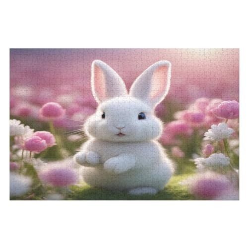 Cute Kaninchen Holzpuzzle Erwachsene - 1000 Teiliges Jigsaw Knobelspiel - Puzzle Für Erwachsene & Kinder - Outdoor & Reisespielzeug - Geduldspiel （75×50cm） von GGJJTT